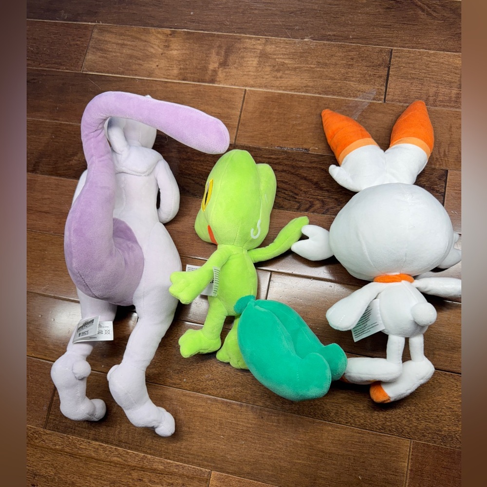 Pokémon Plush Scorbunny, Treecko & MEWTWO Stuffed toys bundle - Picture 9 of 9